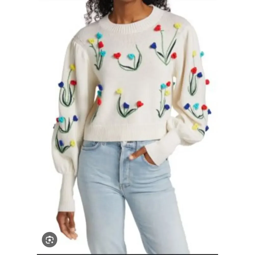 Alice+Olivia Wendell crochet colorful flower sweater - Picture 1 of 9
